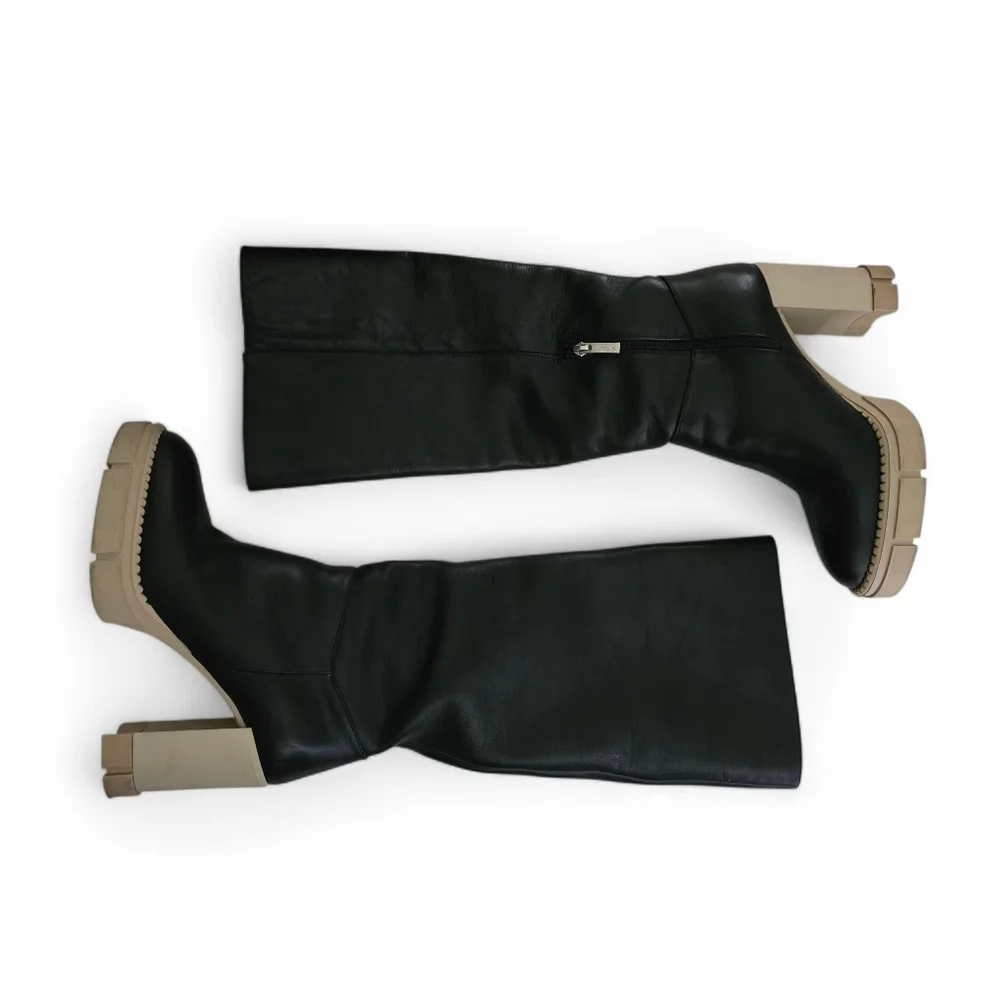 Aquatalia Indi Weatherproof Knee High Boots Black Leather Italy Women's Size 9 - Picture 2 of 10